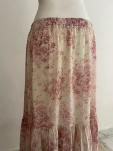 Floral Ruffle Asymmetric Skirt