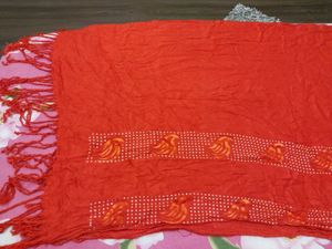 Pashmeen Read Color Party Wear Shawl