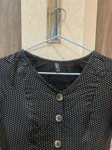 Black coloured white dotted pattern dress