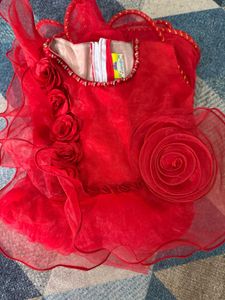 Vibrant Red Colour Dress For Girl