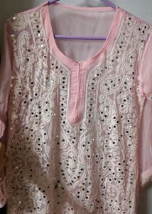 Pink Mirror work kurta