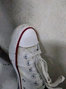 Unisex White Converse 1st Copy Shoes, 3 Times Use