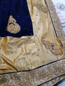 Elegant Blue and Gold Saree