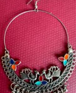 Artisan Crafted Peacock Hoop Earrings