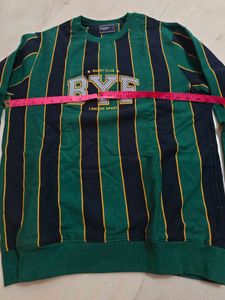 Men Green Black Striped Sweatshirt