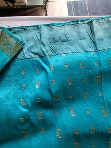 Cyan And Gold Saree (Women&#39;s)