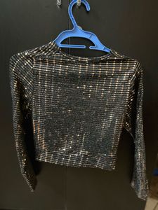 Sparkly Black Crop Top