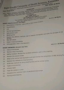Pathology Question Papers Qp Code 3154 Rajiv Gandh