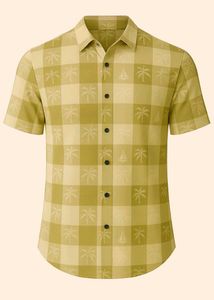 Retro Palm Print Camp Shirt
