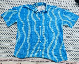 Cool Blue Wavy Mesh Shirt
