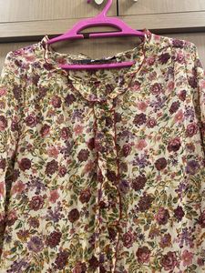 Floral Print Fig M size Top
