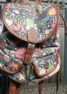 Multicolor Jungle Print Mini Canvas Backpack