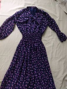 Cute Floral Print Midi Dress 👗💙