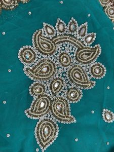 Elegant Teal Embellished Saree