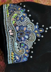 MAGGAM WORK  Black Velvet Blouse