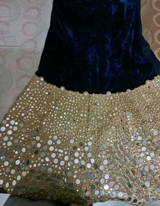 New Unstitched Velvet Mirror Work Lahenga