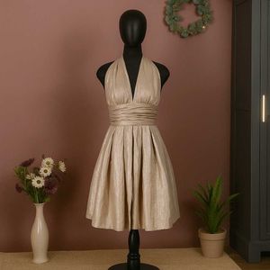 Gold Halter Mini Dress