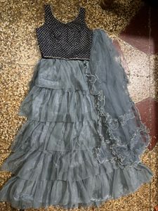 Elegant Grey Ethnic Gown