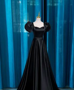 Black Satin  Long Gown