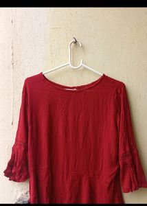 Red Bell Sleeve Top