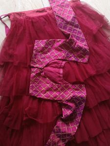 Frill Maroon Lehanga