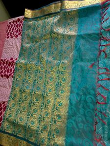 Teal &amp; Gold Saree