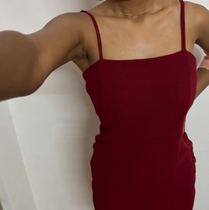 Red Fitted Strappy Dress Hurry Limited Discount!