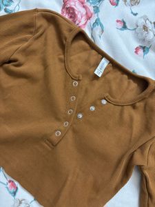 Cute Brown Long Sleeve Top