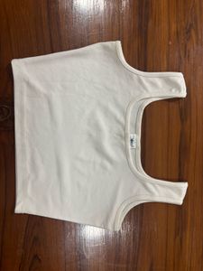 White Ribbed Tank Top