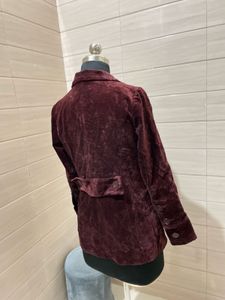 ZARA Burgundy Velvet Blazer
