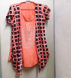 Peach Dress Top For Girls