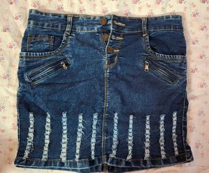 Distressed Jeans Skirt
