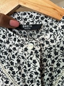 Shein Modest Cotton Floral Print Blouse