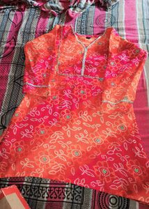 Orange Floral Kurta 🧡
