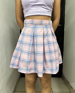 Pink Pleated Short Skirt