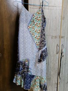 Floral Patchwork Ruffle Dress