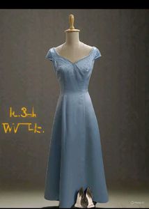 Vintage Blue Beaded Neckline Dress