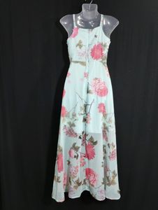 Branded Light Blue Floral Printed Gown Style