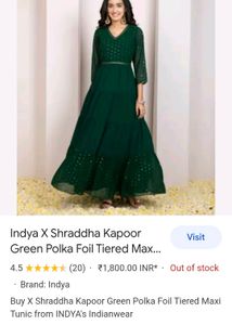 INDYA GREEN POLKA FOIL TIERED MAXI TUNIC