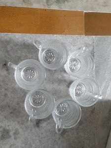 Vintage Glass Teacup &amp; Saucer Set