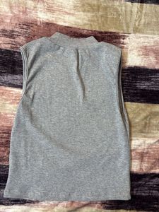 Gray Sleeveless Mock Neck Top