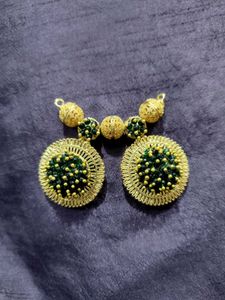 Bottle Green Crystal With Gold-tone Pendant