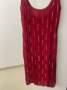Red Embellished Kurta