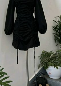 LBD Black Dress With Ruched Laces