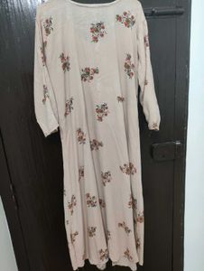 Beige Floral Print Dress