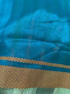 Vibrant Teal &amp; Green Checkered Saree
