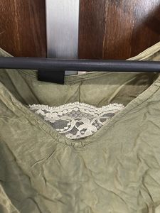 Olive Green Lace Trim Top Coord Set
