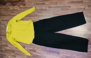 Yellow Top & Black Pants Set