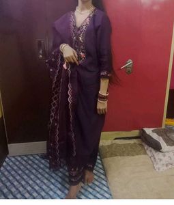 Purple Embroidered Kurta Set