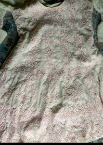 Pista Green Frock With Ghrara